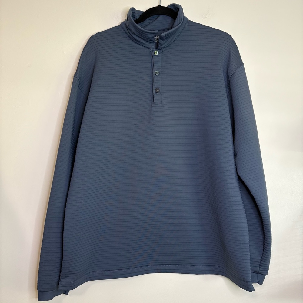 Nike Golf XL Blue Striped Snap Pullover Long Sleeve Shirt‎ Mock Neck